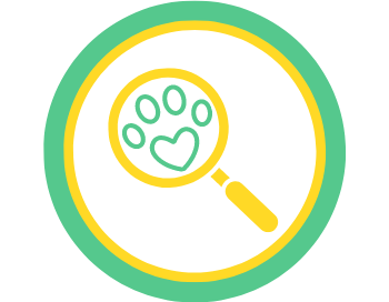 Icon magnifying glass with paw print