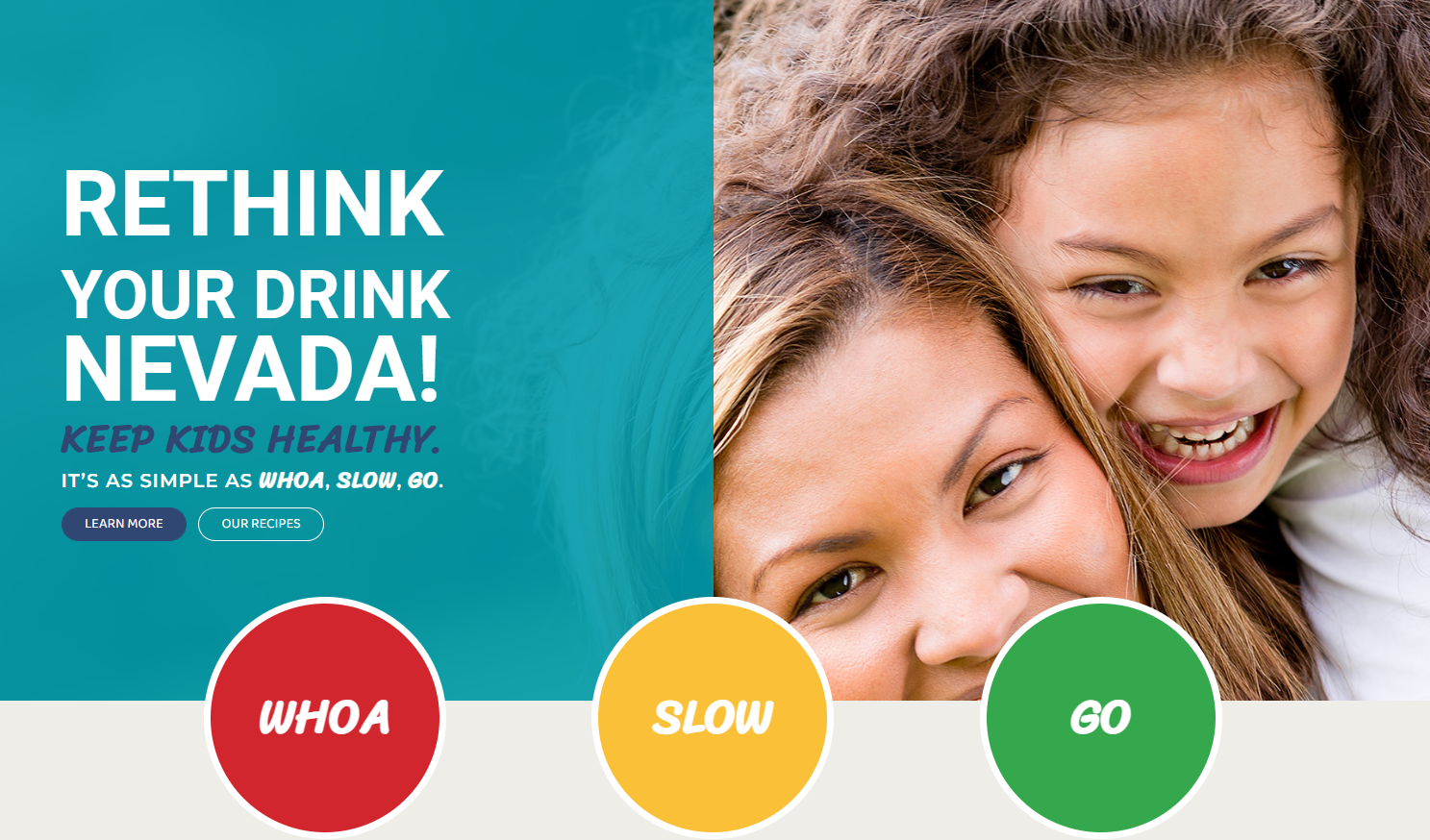 re-think your drink - keep kids healthy campaign photo with a mother and daughter 