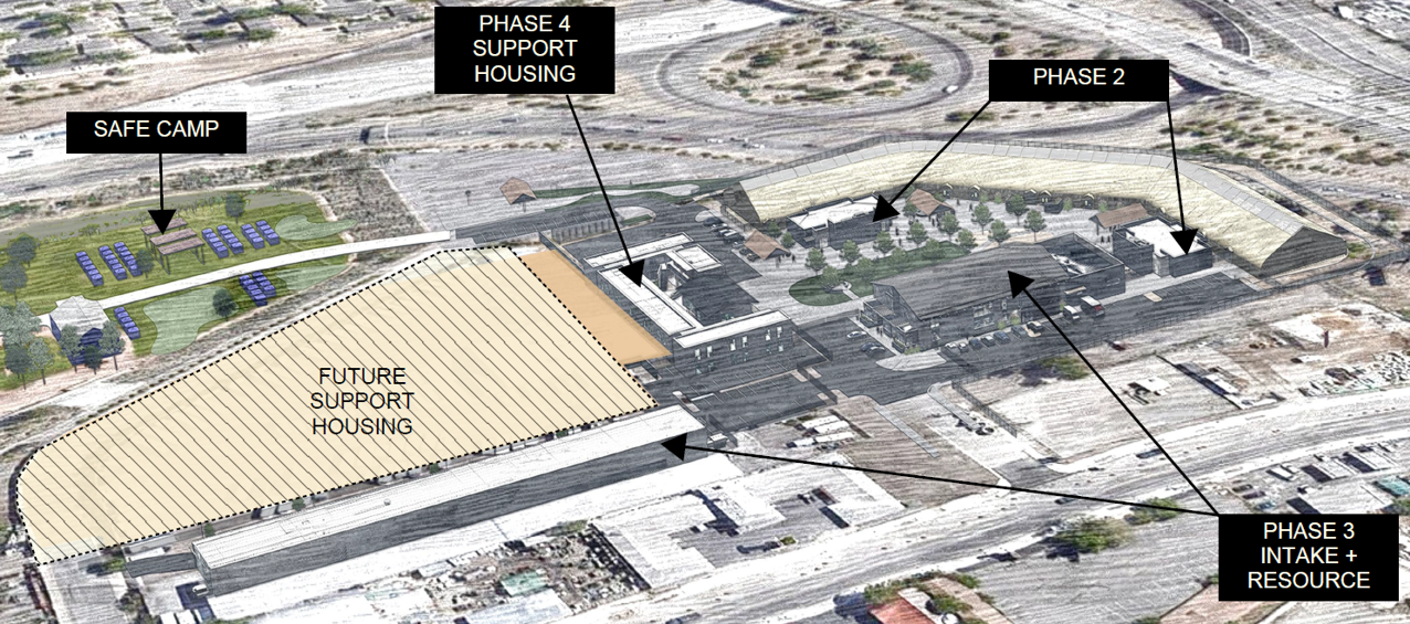 Map of aerial view of the Nevada Cares Campus