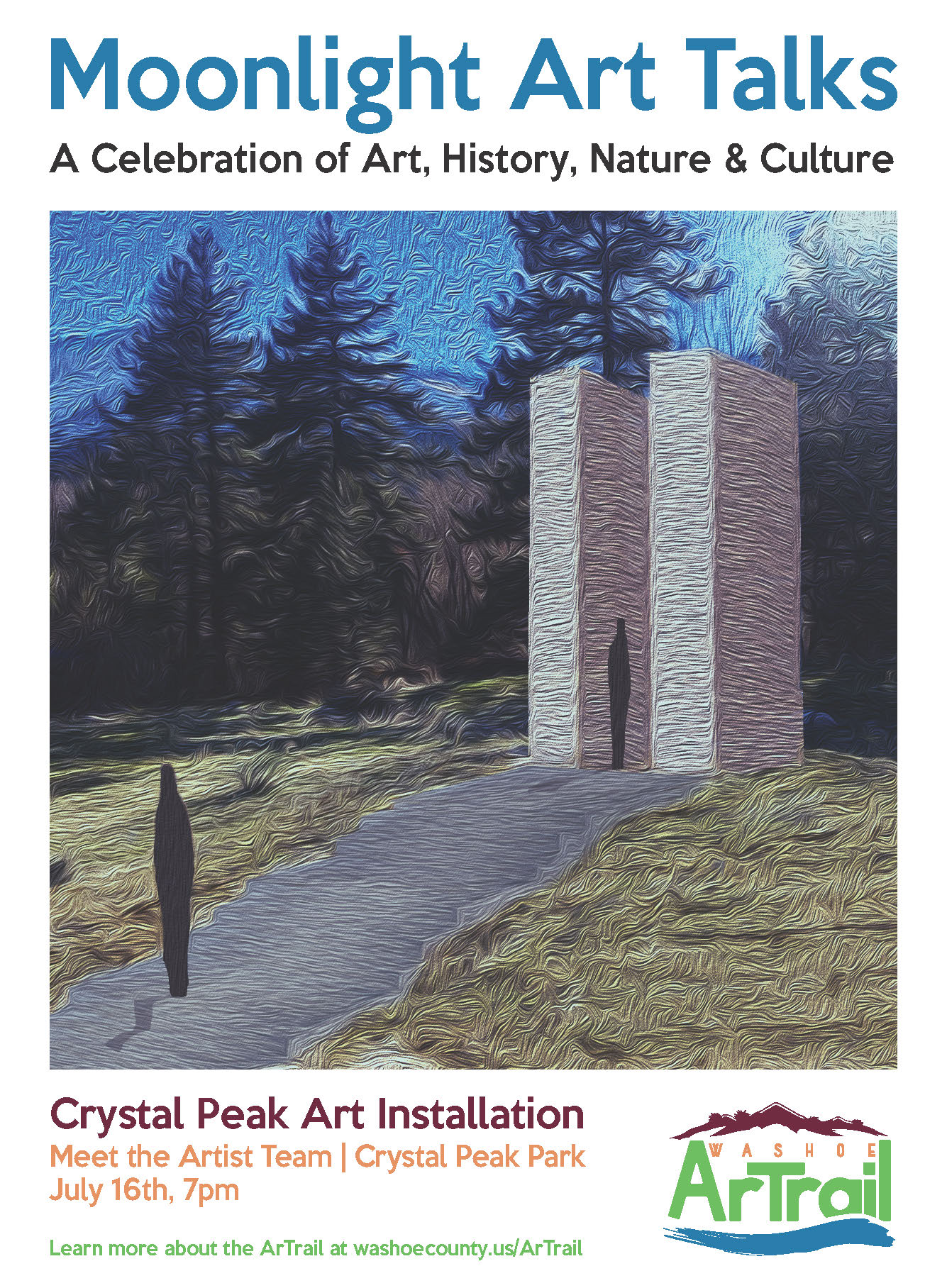 Poster of the crystal peak art installation along the ArTrail